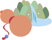 イラスト：ひょうたんと滝